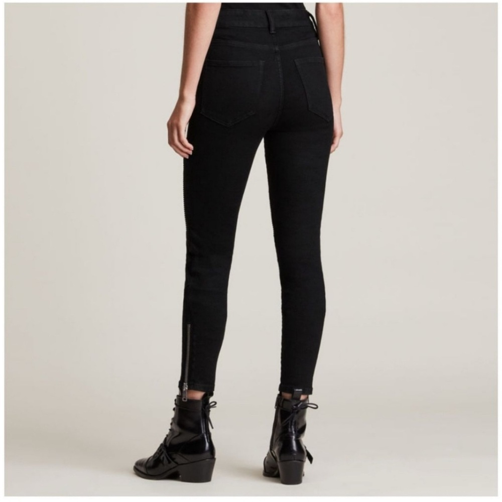 All Saints Black Dax Biker Jeans size 27 - Picture 3 of 13
